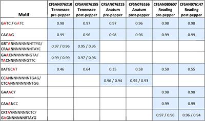 Changes in the genomes and methylomes of three Salmonella enterica serovars after long-term storage in ground black pepper